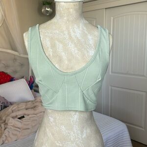 Pretty Little Thing Low Neck Light Blue Cropped Tank Top